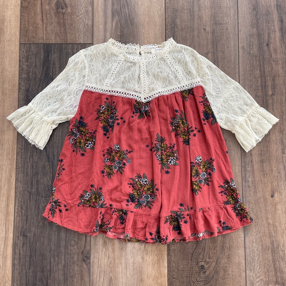 Lace Coral Floral Babydoll Top